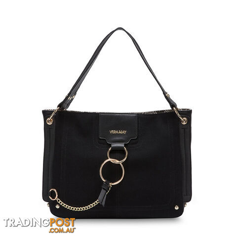HATTIE Black Faux Leather Womens Handbag
