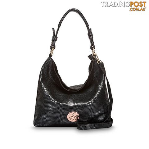 CHARLIE Black Genuine Leather Womens Handbag