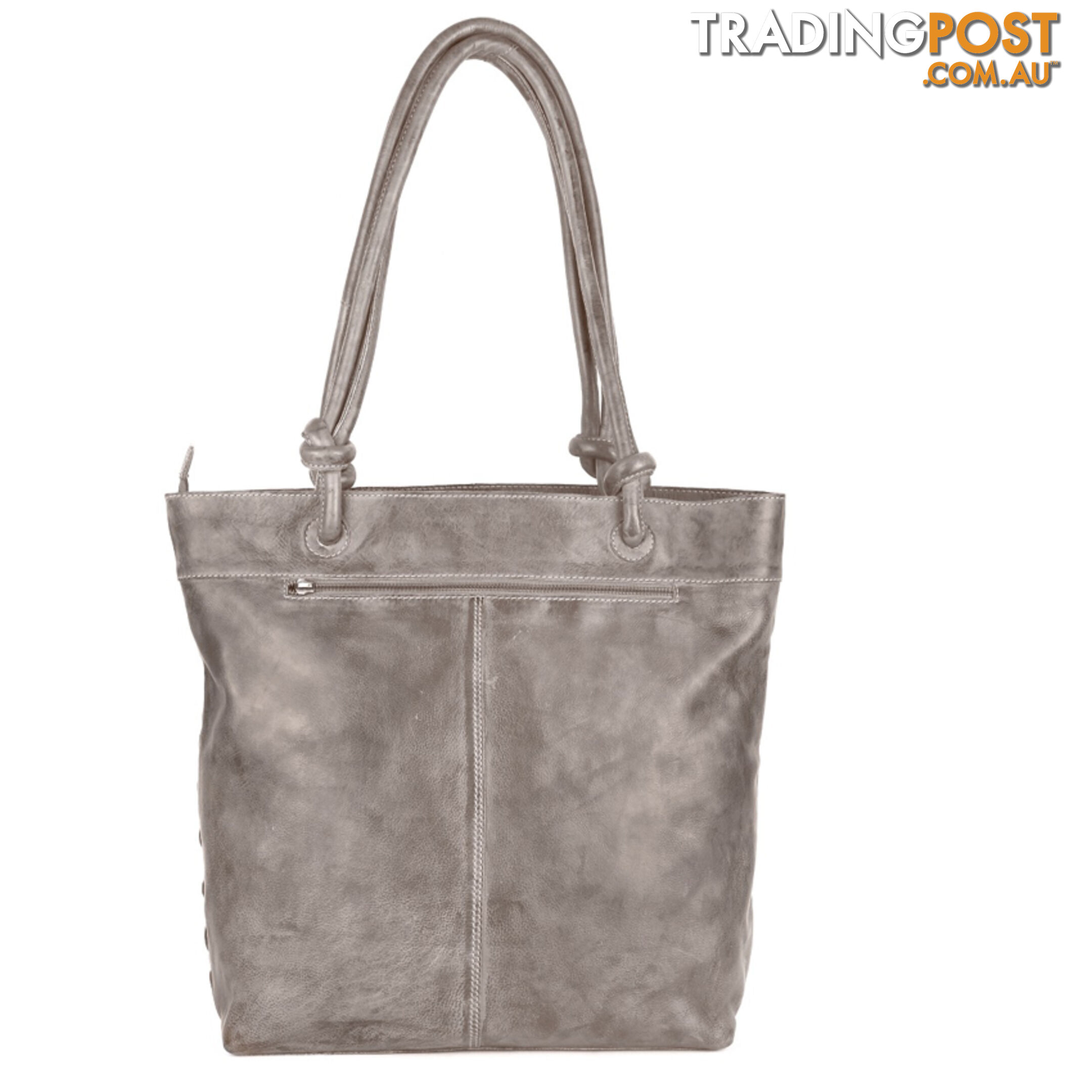 WILEY GREY GENUINE LEATHER OVERSIZE LADIES HANDBAG