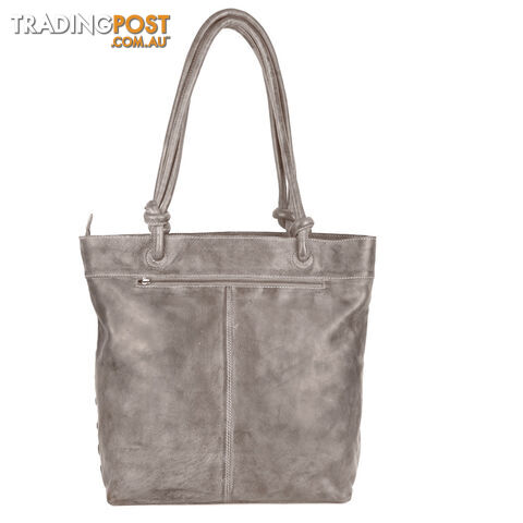 WILEY GREY GENUINE LEATHER OVERSIZE LADIES HANDBAG