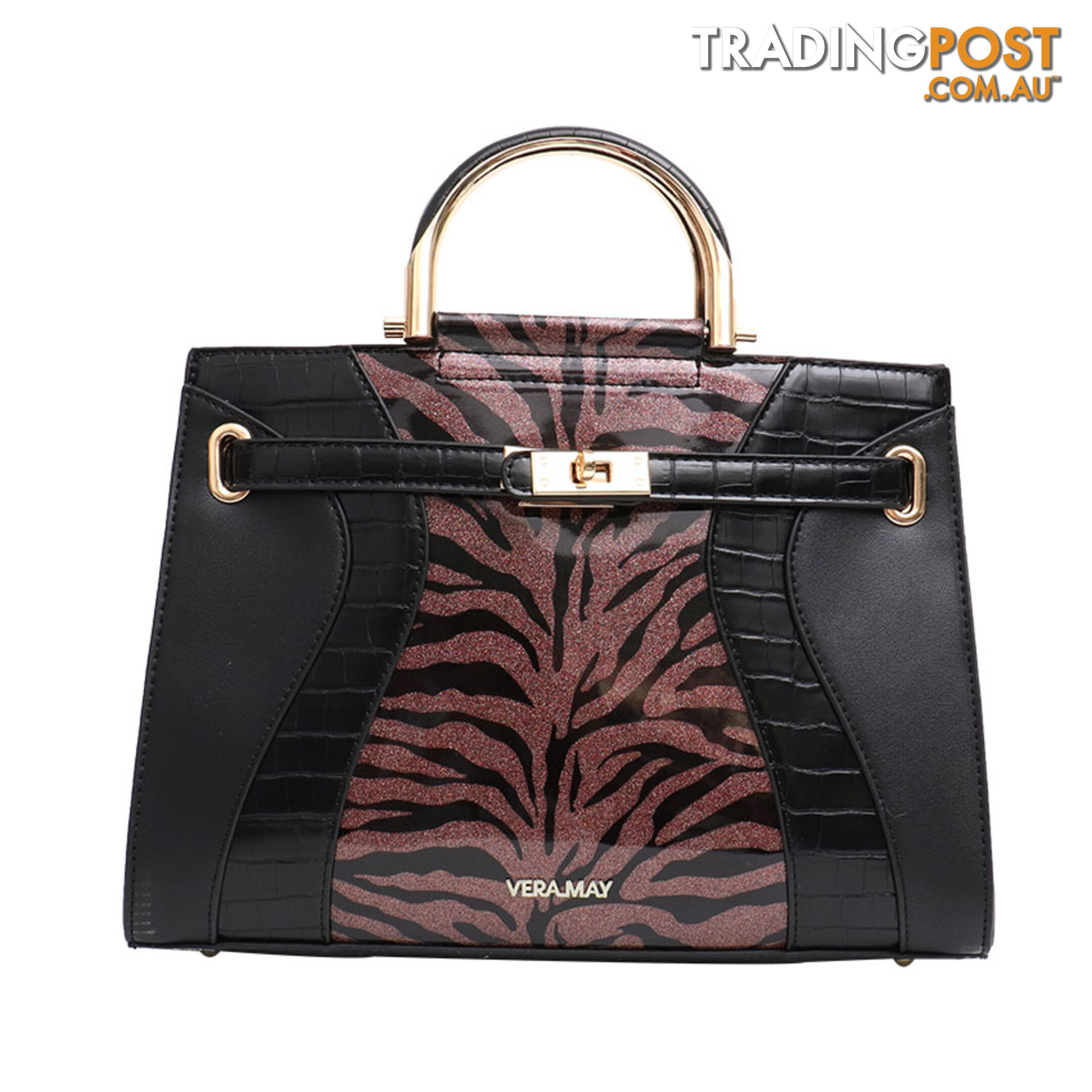 JESSICA TAN PATENT FAUX LEATHER LADIES HANDBAG