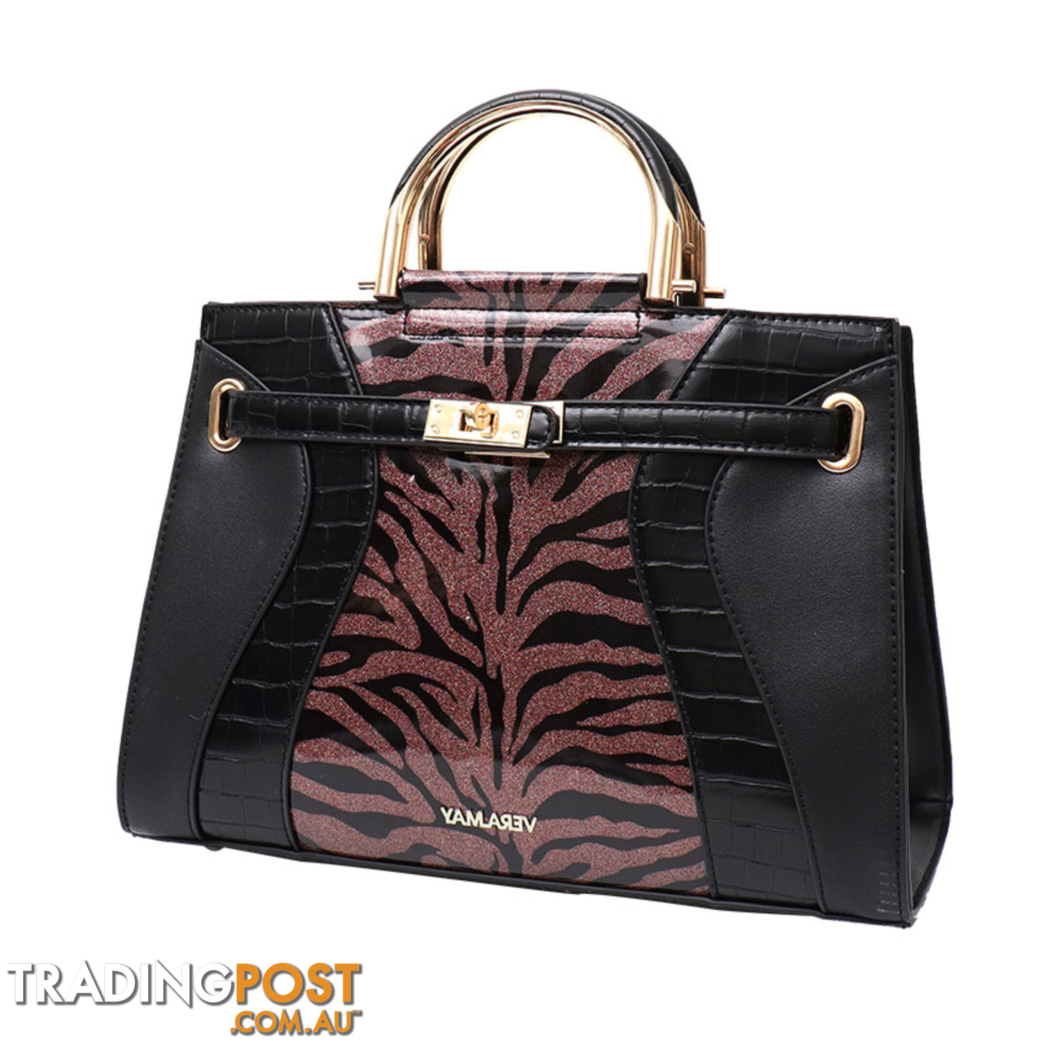 JESSICA TAN PATENT FAUX LEATHER LADIES HANDBAG