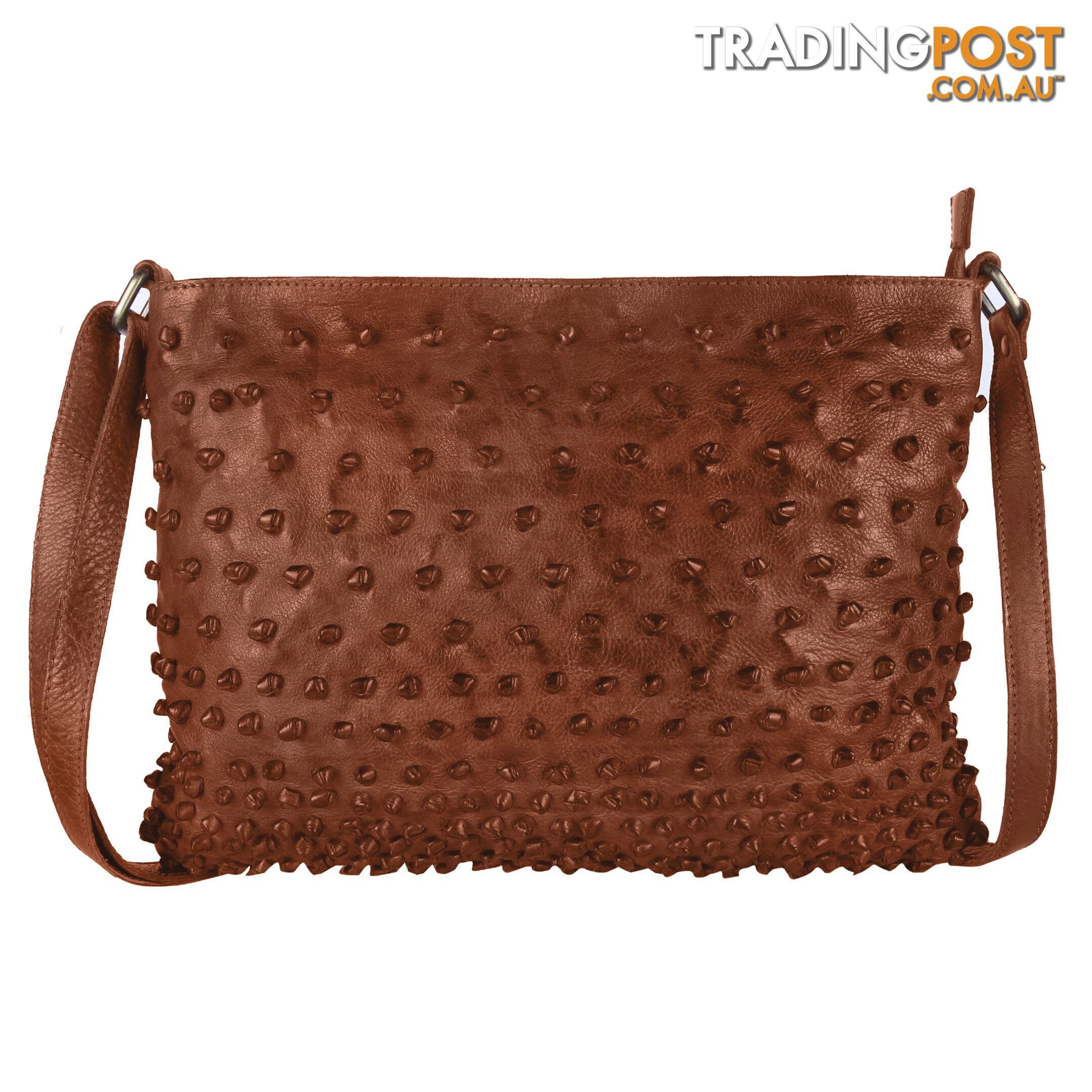 BARRICK Tan Genuine Leather Womens Crossbody Bag