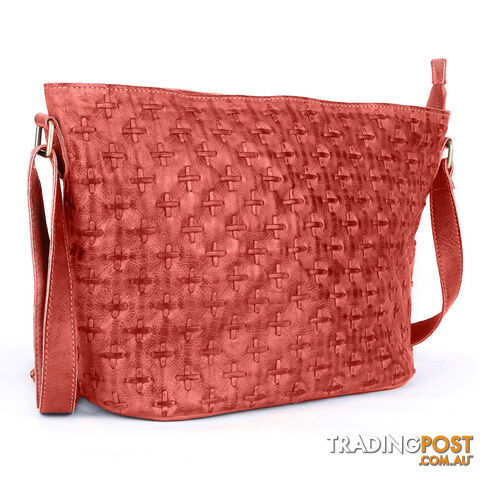 WEBSTER BURNT RED GENUINE LEATHER LADIES HANDBAG