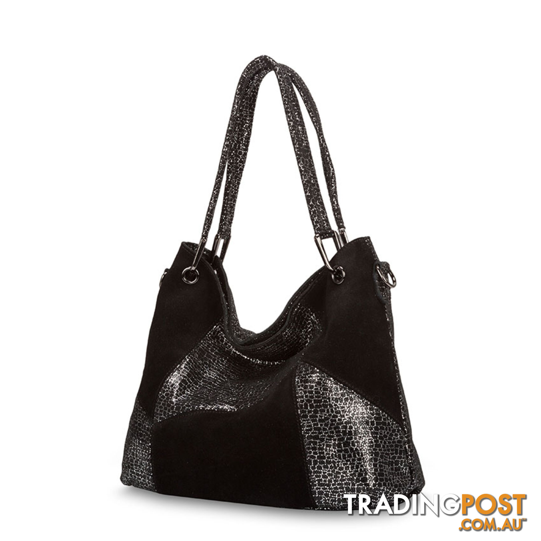 LEANNE Black Genuine Leather Womens Handbag