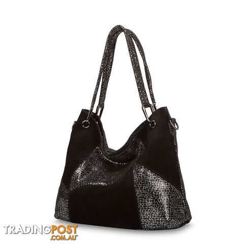 LEANNE Black Genuine Leather Womens Handbag