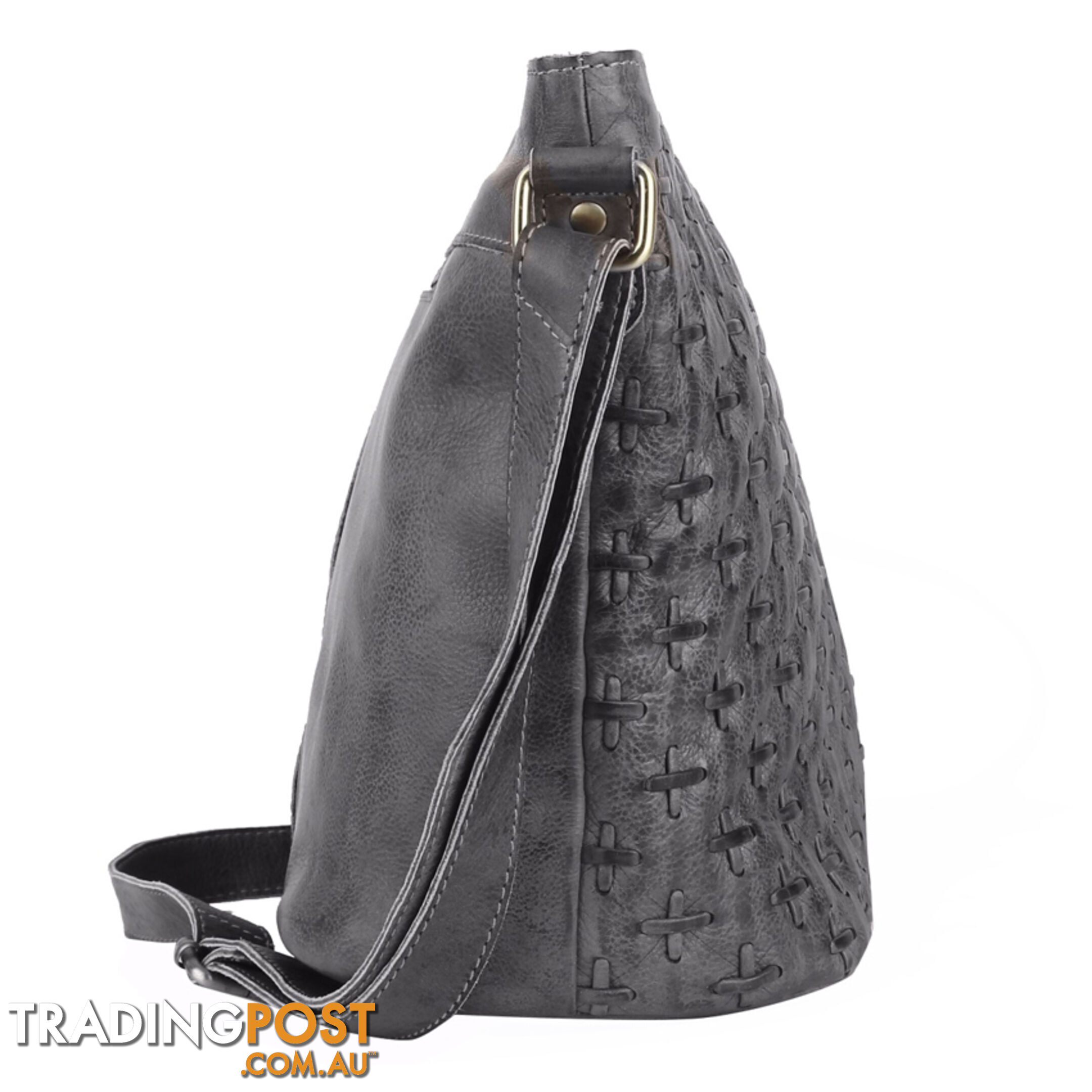 WEBSTER DARK GREY GENUINE LEATHER LADIES HANDBAG