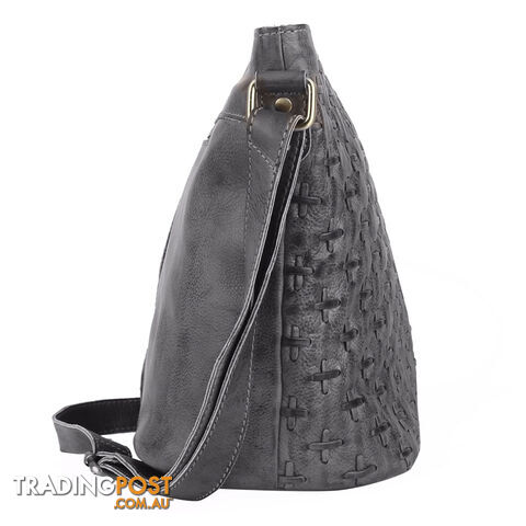 WEBSTER DARK GREY GENUINE LEATHER LADIES HANDBAG