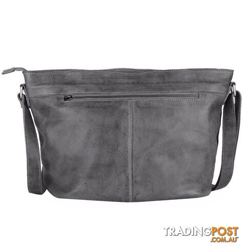 WEBSTER DARK GREY GENUINE LEATHER LADIES HANDBAG