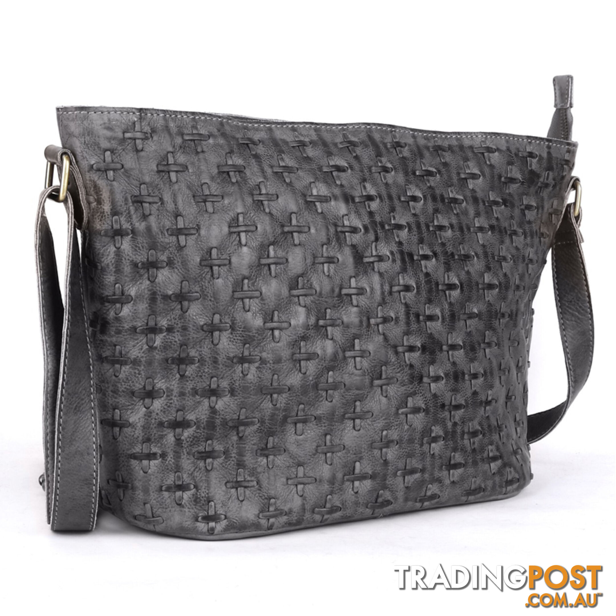 WEBSTER DARK GREY GENUINE LEATHER LADIES HANDBAG