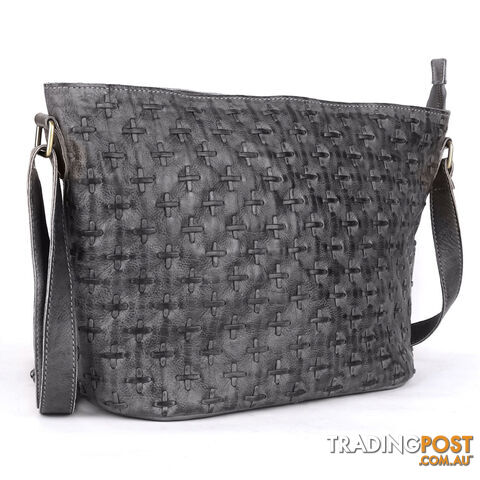 WEBSTER DARK GREY GENUINE LEATHER LADIES HANDBAG