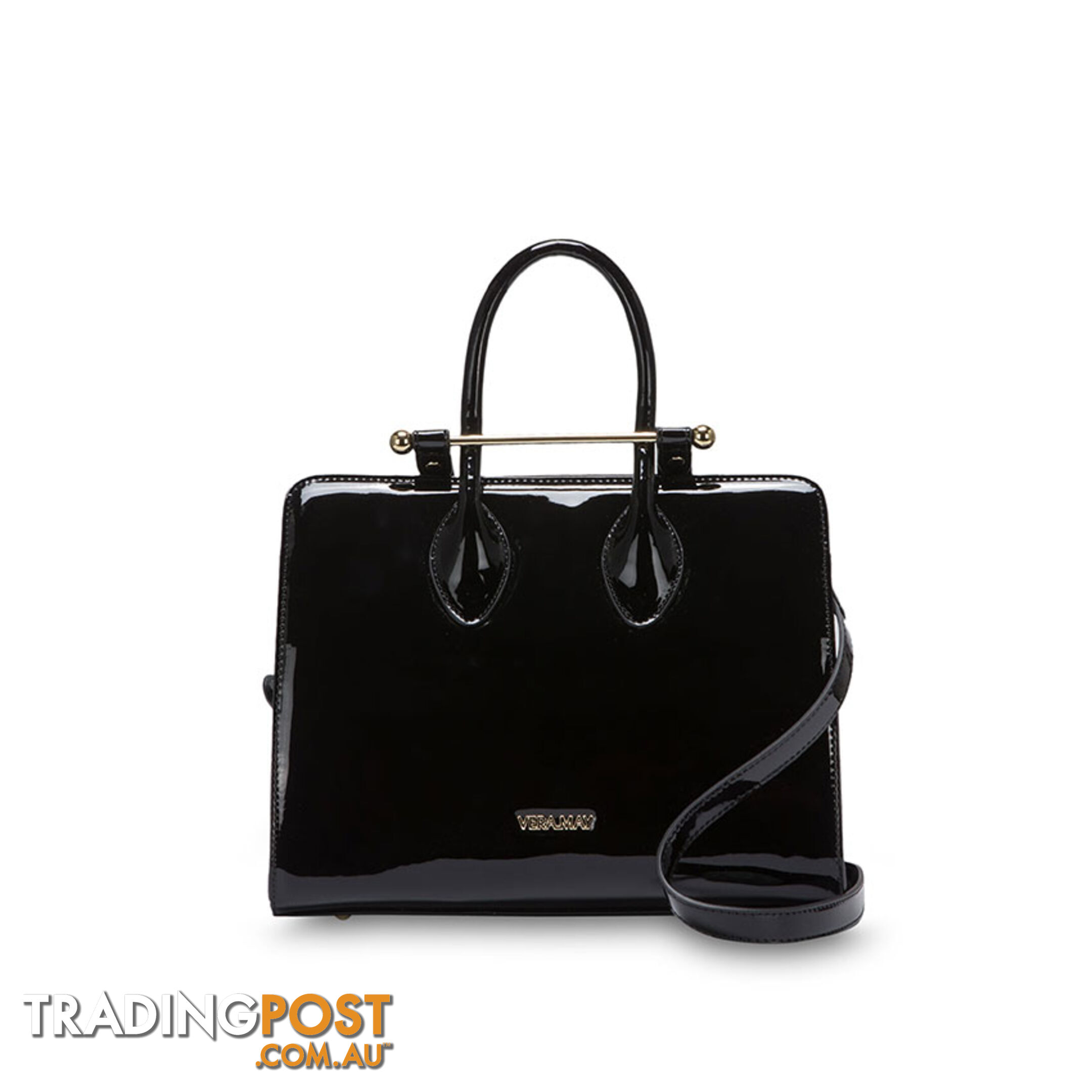 MERRIN Patent Black Luxe Designer Womens Handbag