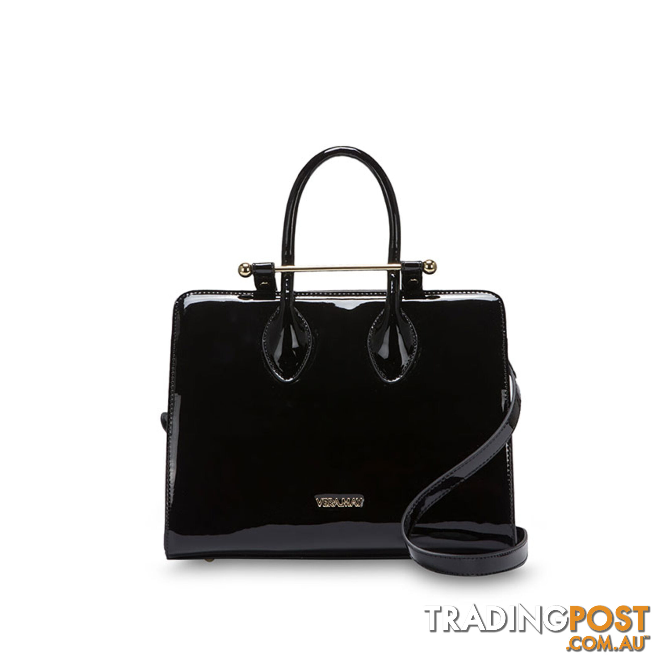 MERRIN Patent Black Luxe Designer Womens Handbag