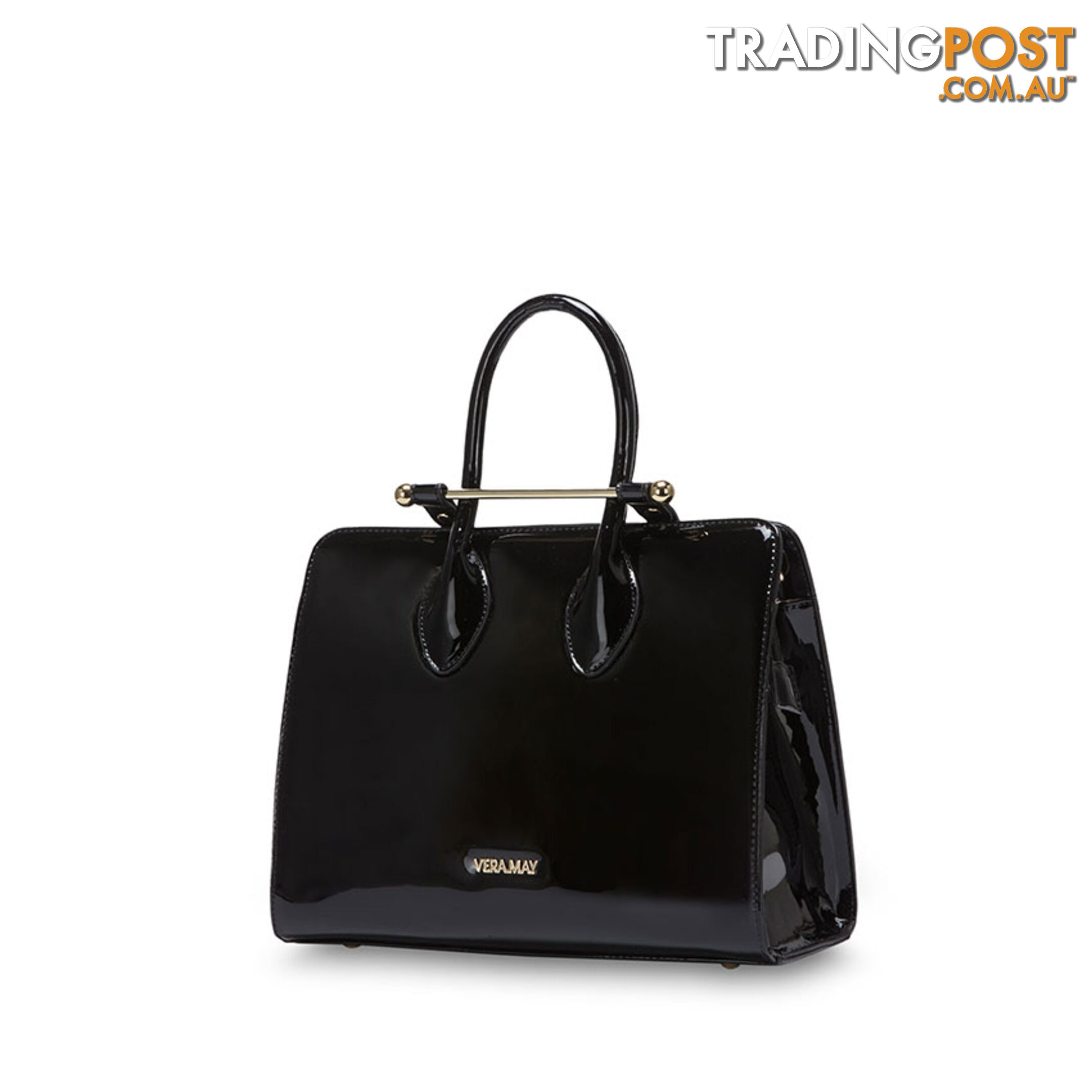 MERRIN Patent Black Luxe Designer Womens Handbag