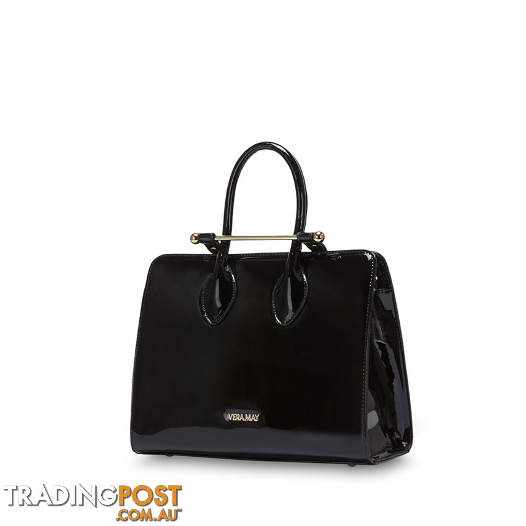 MERRIN Patent Black Luxe Designer Womens Handbag