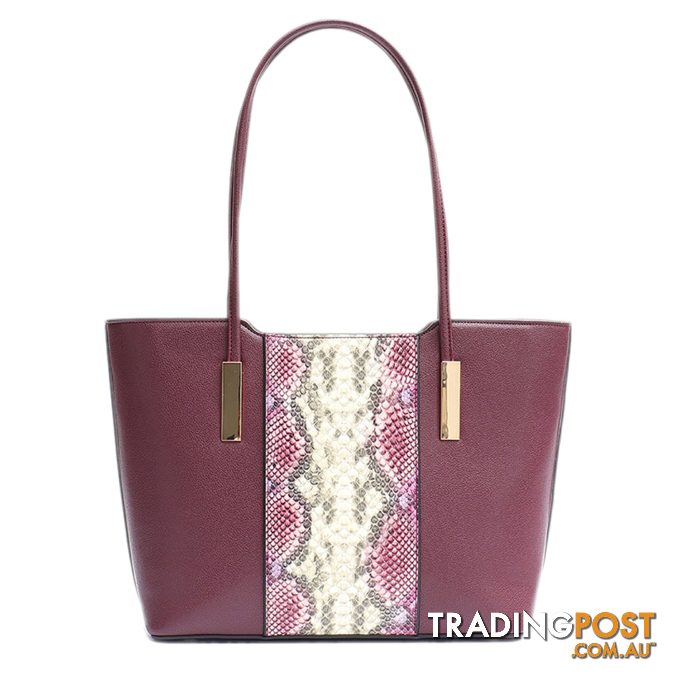 AIR PLUM SNAKE PRINT VEGAN LEATHER LADIES TOTE HANDBAG