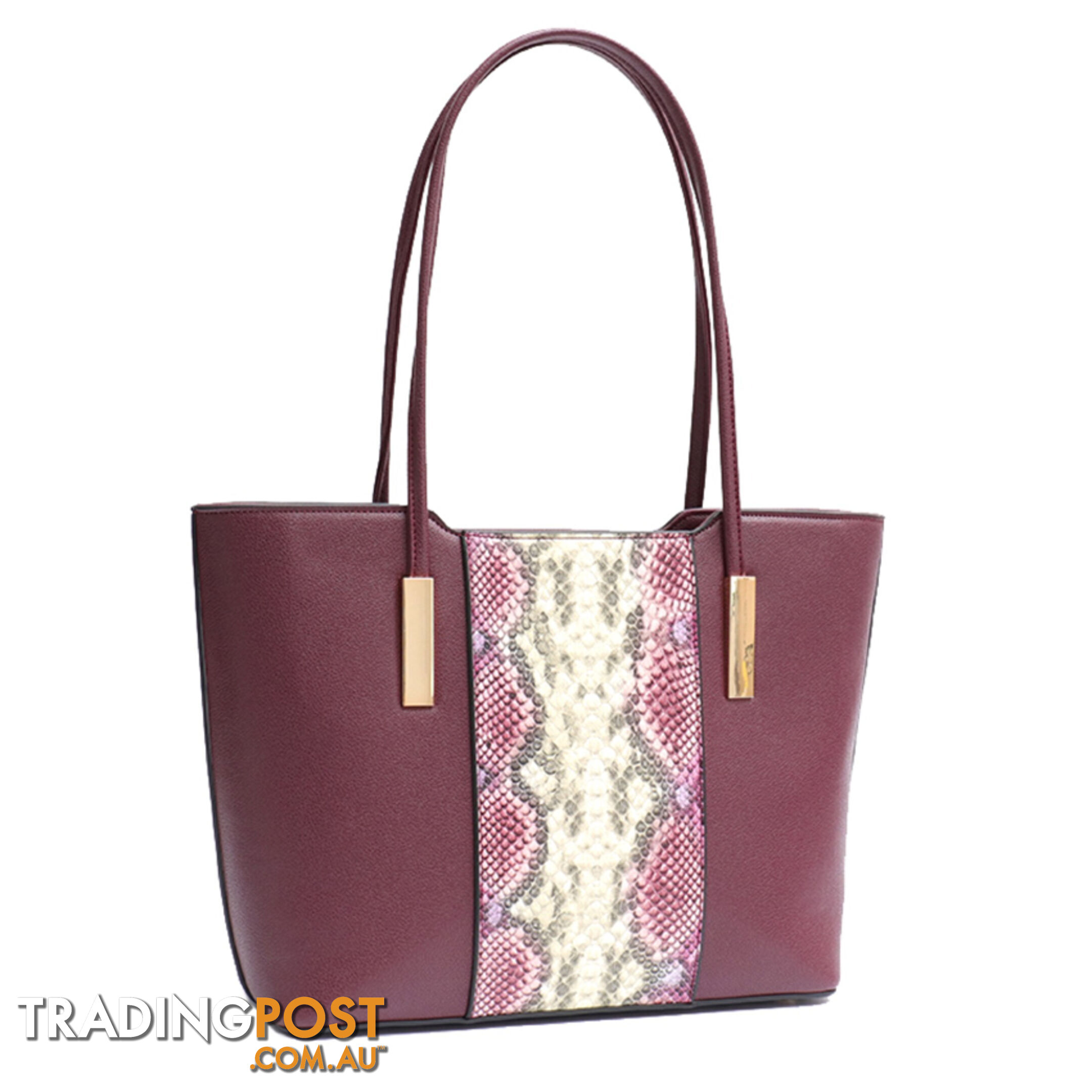 AIR PLUM SNAKE PRINT VEGAN LEATHER LADIES TOTE HANDBAG