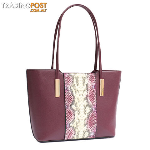 AIR PLUM SNAKE PRINT VEGAN LEATHER LADIES TOTE HANDBAG