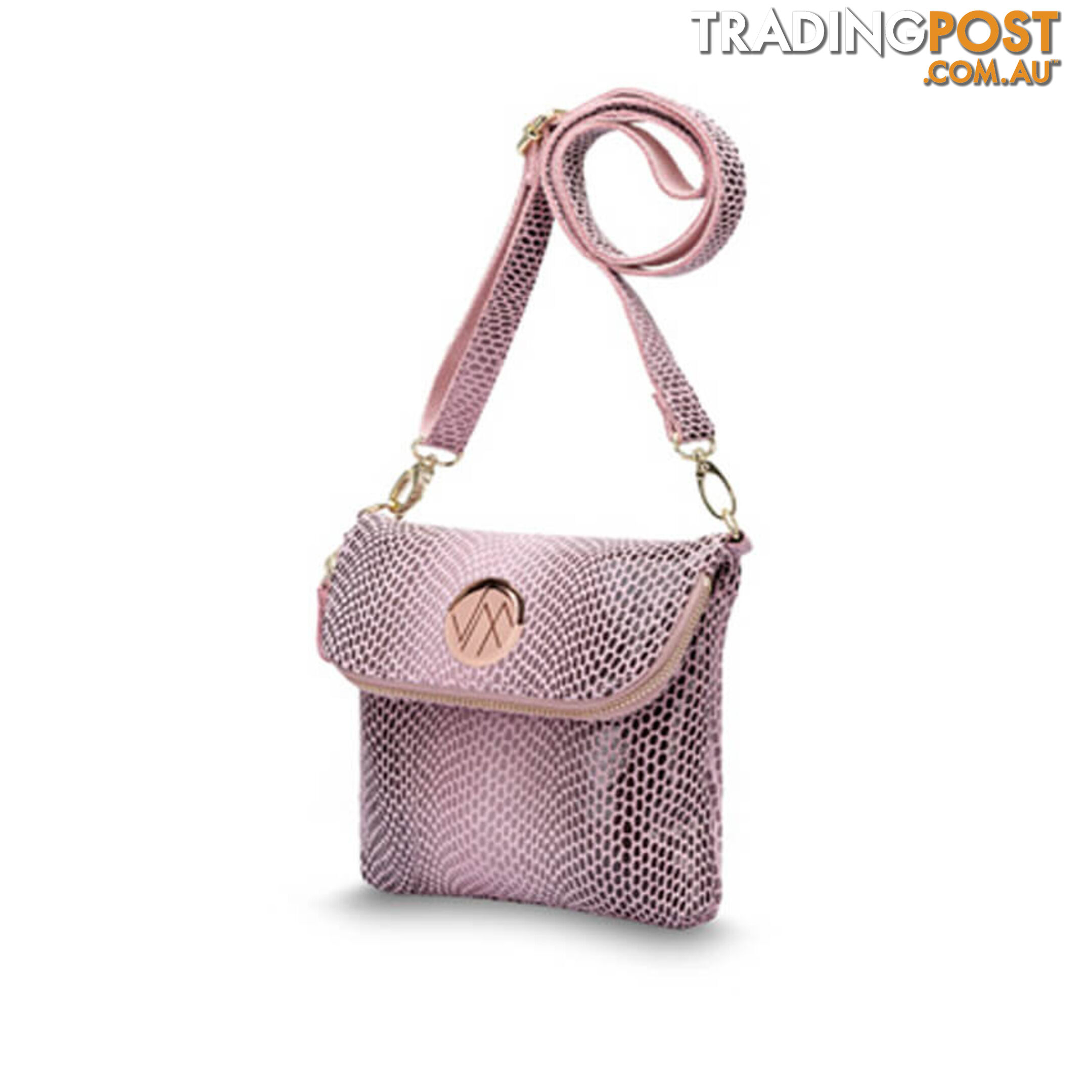 KRUISE Pink Genuine Leather Women Crossbody Handbag