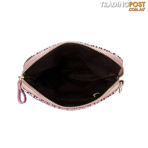 KRUISE Pink Genuine Leather Women Crossbody Handbag