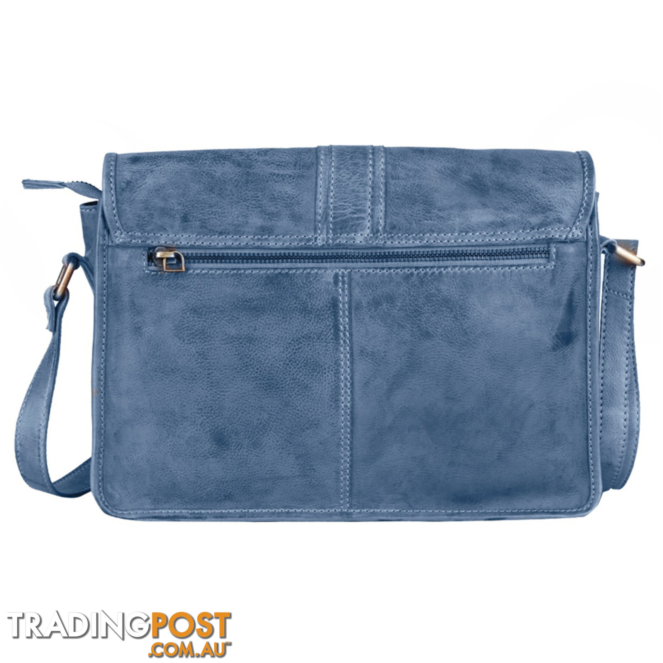 WINDSOR LIGHT BLUE GENUINE LEATHER SATCHEL BAG