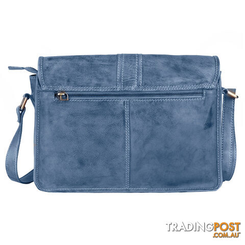 WINDSOR LIGHT BLUE GENUINE LEATHER SATCHEL BAG