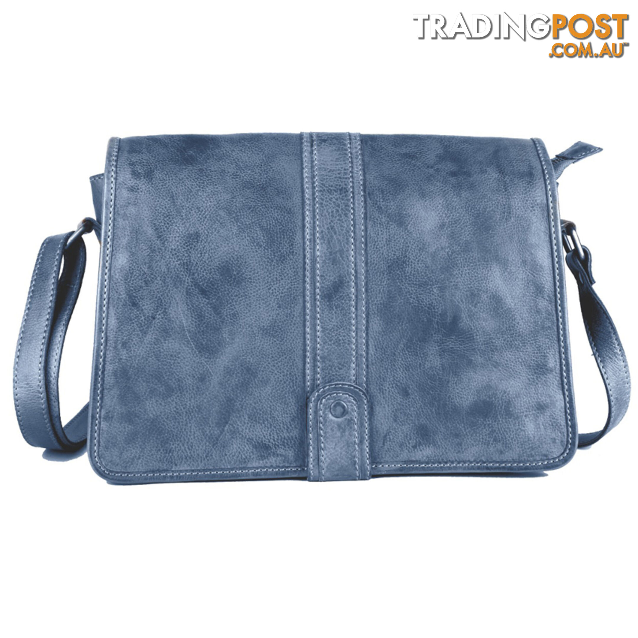 WINDSOR LIGHT BLUE GENUINE LEATHER SATCHEL BAG