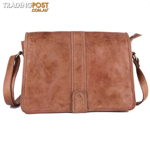 WINDSOR TAN GENUINE LEATHER SATCHEL BAG