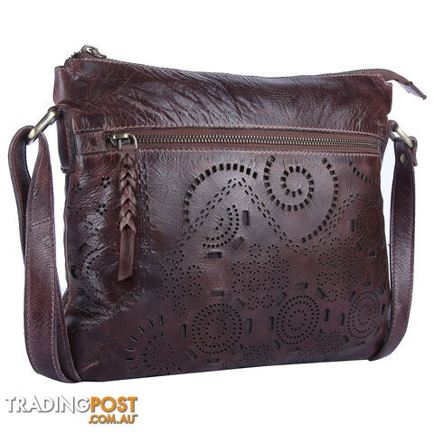 BALLARD Brown Genuine Leather Womens Crossbody Bag