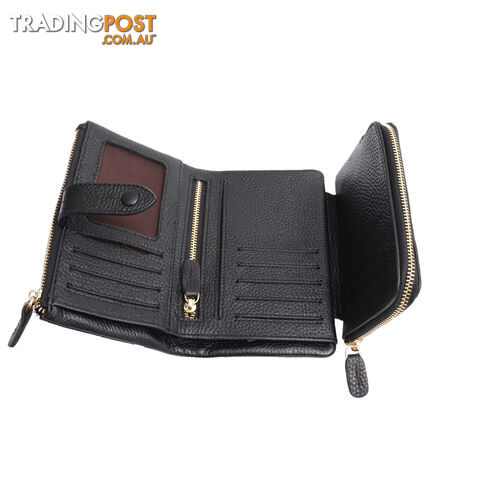 KYM BLACK GENUINE LEATHER LADIES SMALL WALLET