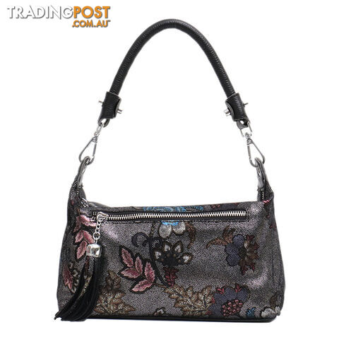 SOULMATE BLACK GENUINE LEATHER WOMENS SHOULDER HANDBAG