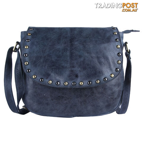 BARNES Denium Blue Genuine Leather Womens Crossbody Bag