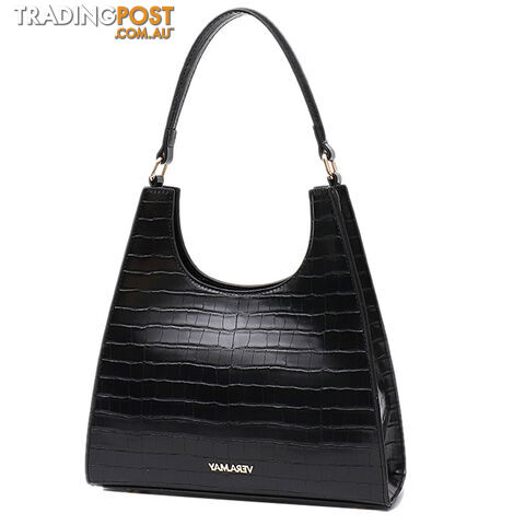 ASHLEY BLACK FAUX LEATHER WOMENS HANDBAG