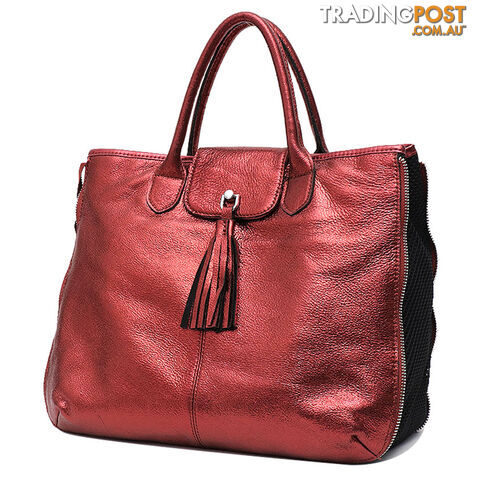 DARLING RED  LEATHER WOMENS SOFT HANDBAG