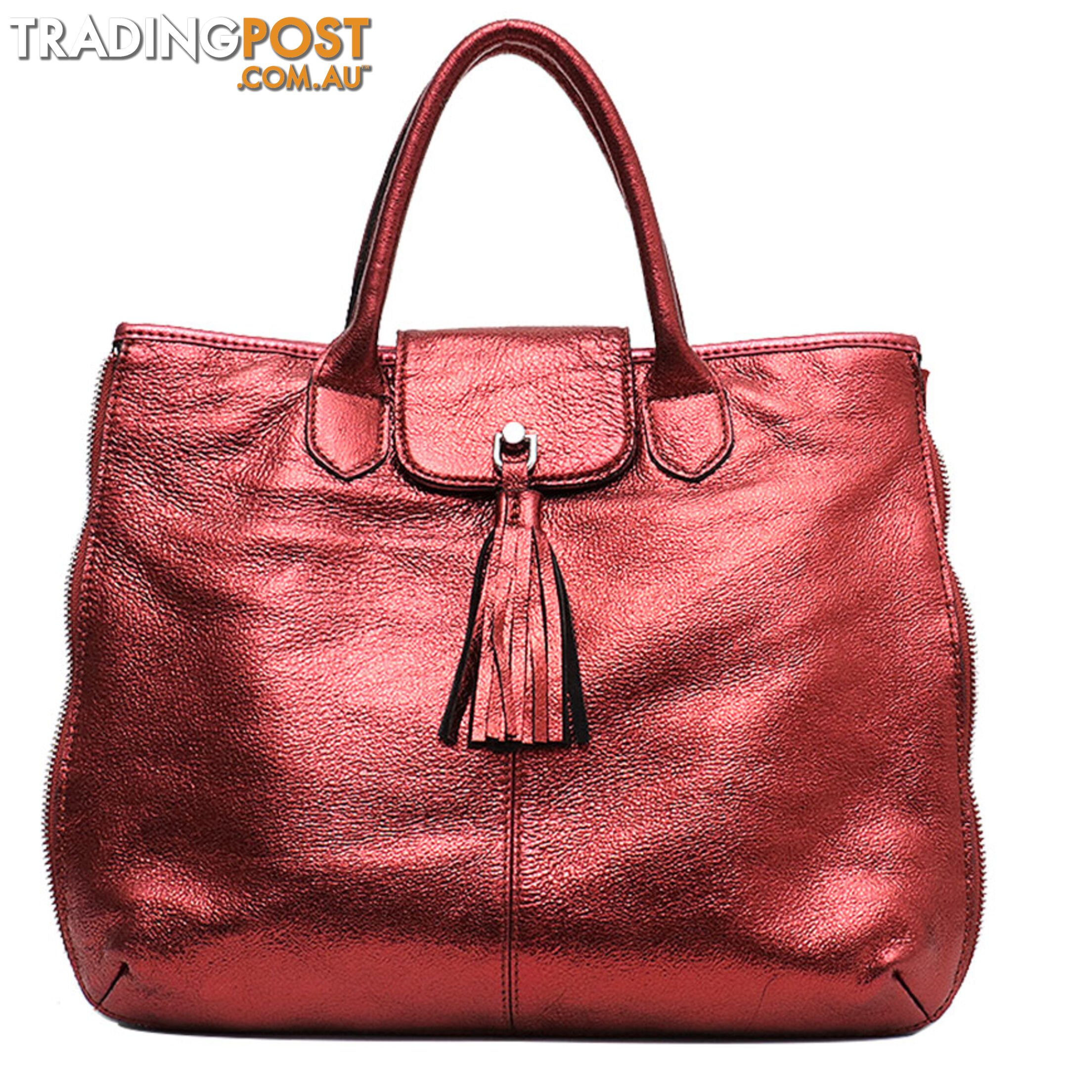 DARLING RED  LEATHER WOMENS SOFT HANDBAG