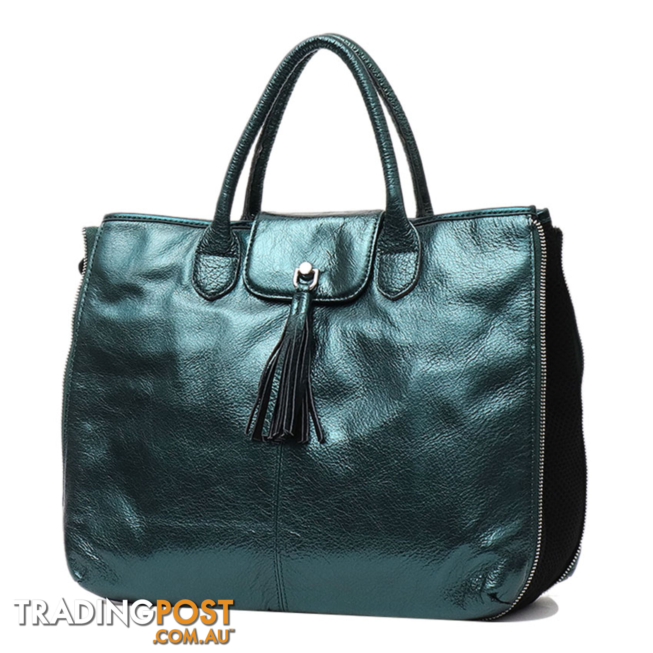 DARLING TEAL GREEN LEATHER WOMENS SOFT HANDBAG