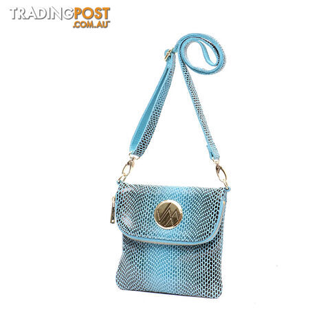 KRUISE Blue Women Genuine Leather Crossbody Handbag