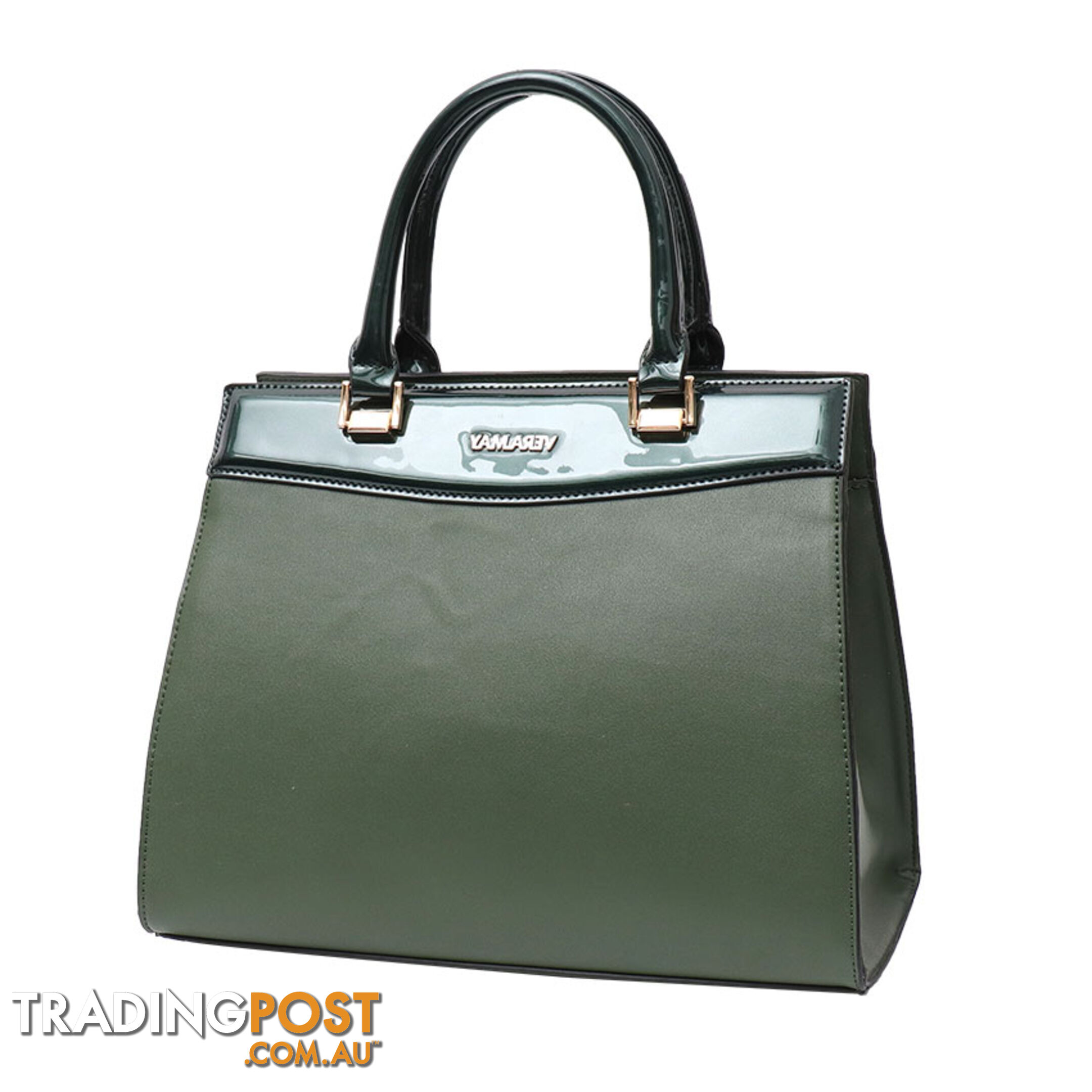 AMANDA TEAL GREEN FAUX LEATHER PATENT WOMENS HANDBAG