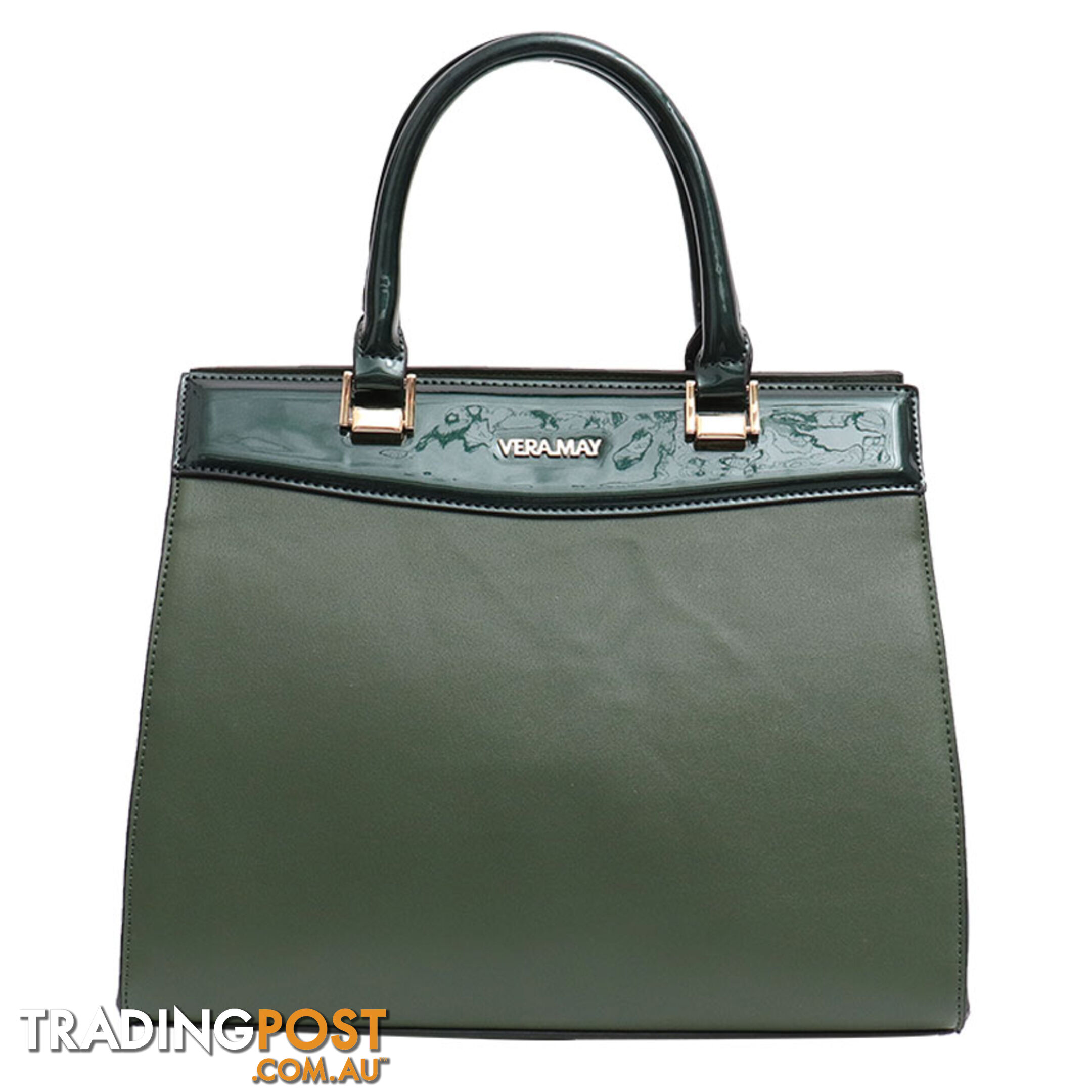 AMANDA TEAL GREEN FAUX LEATHER PATENT WOMENS HANDBAG