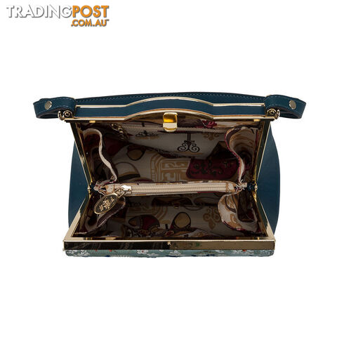 Alice Teal Floral Frame Vintage Womens Handbag - photo 3 of 4