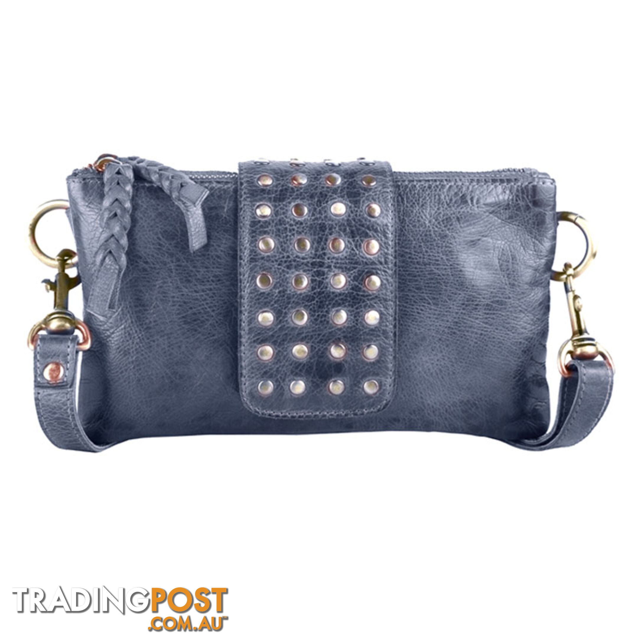 BENTO DENIM BLUE Genuine Leather Womens Crossbody Bag