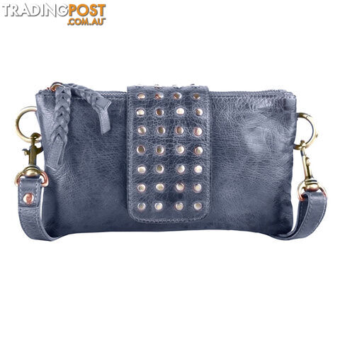 BENTO DENIM BLUE Genuine Leather Womens Crossbody Bag