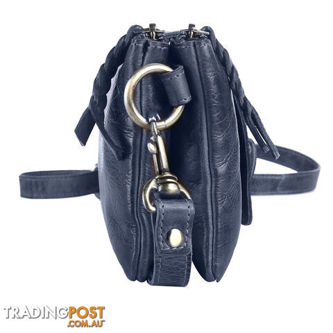 BENTO DENIM BLUE Genuine Leather Womens Crossbody Bag