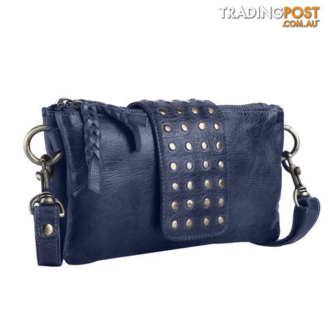 BENTO DENIM BLUE Genuine Leather Womens Crossbody Bag