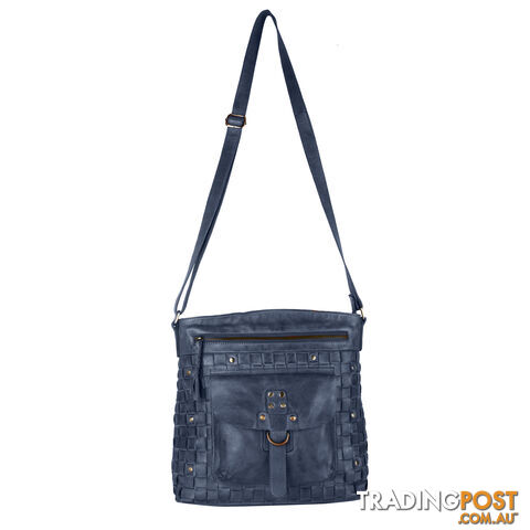 BAO Denim Blue Genuine Leather Womens Crossbody Casual Bag
