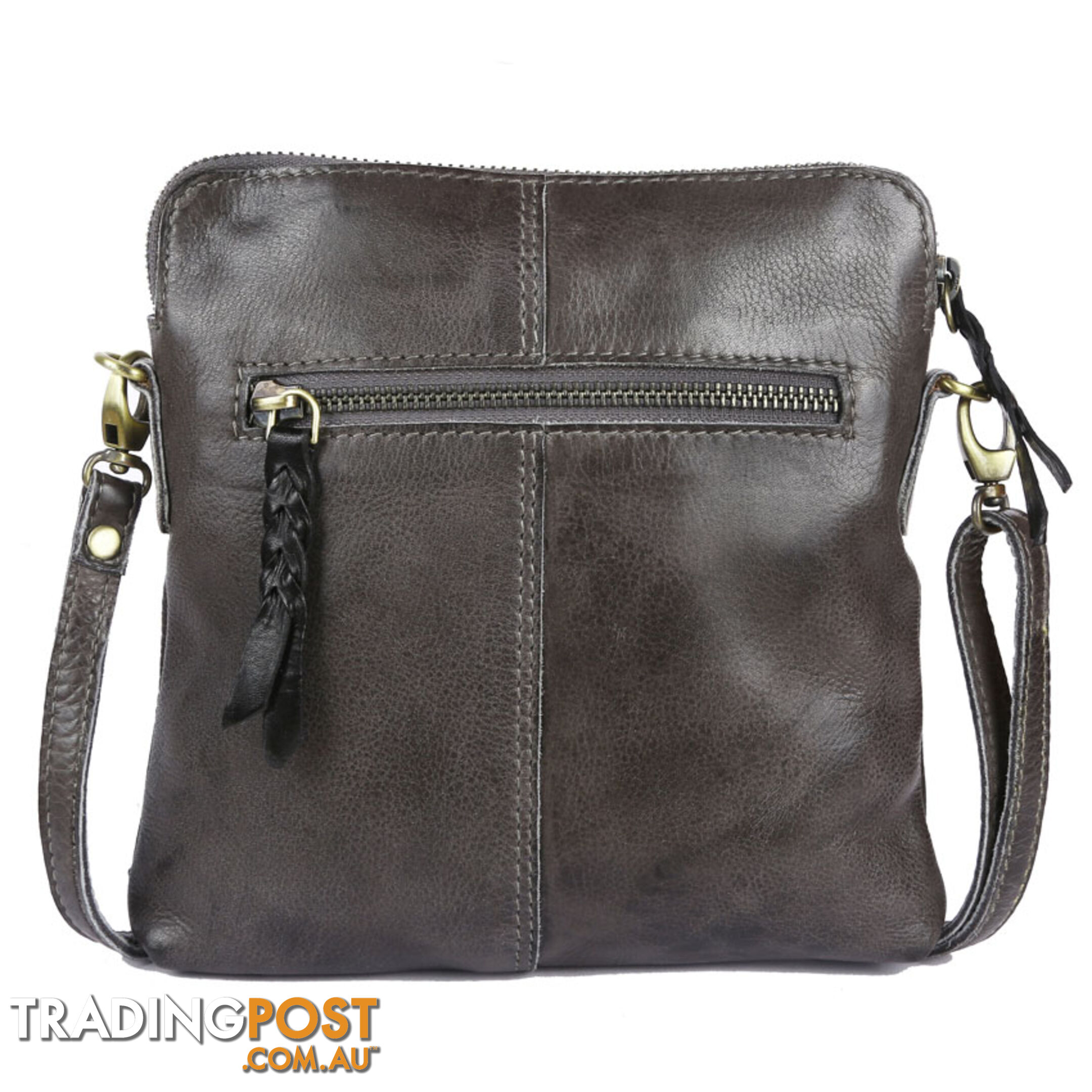 WEST DARK GREY GENUINE LEATHER LADIES HANDBAG