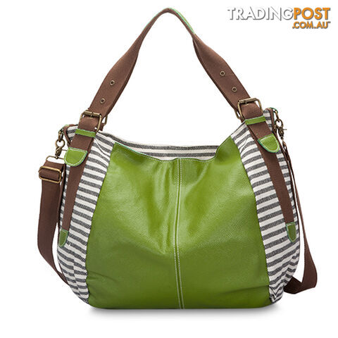 STEFY GREEN LADIES LEATHER CANVAS BAG