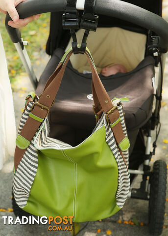 STEFY GREEN LADIES LEATHER CANVAS BAG - photo 2 of 2