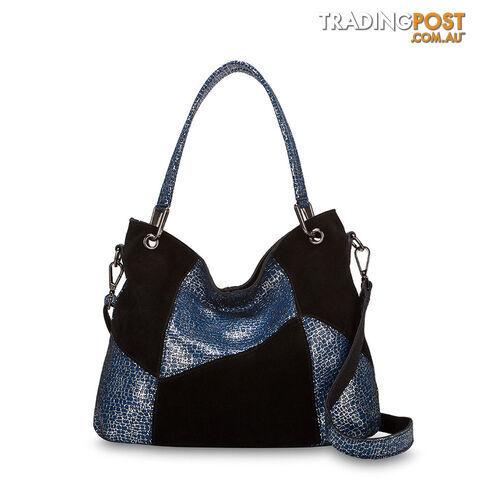 LEANNE Blue Genuine Leather Womens Handbag