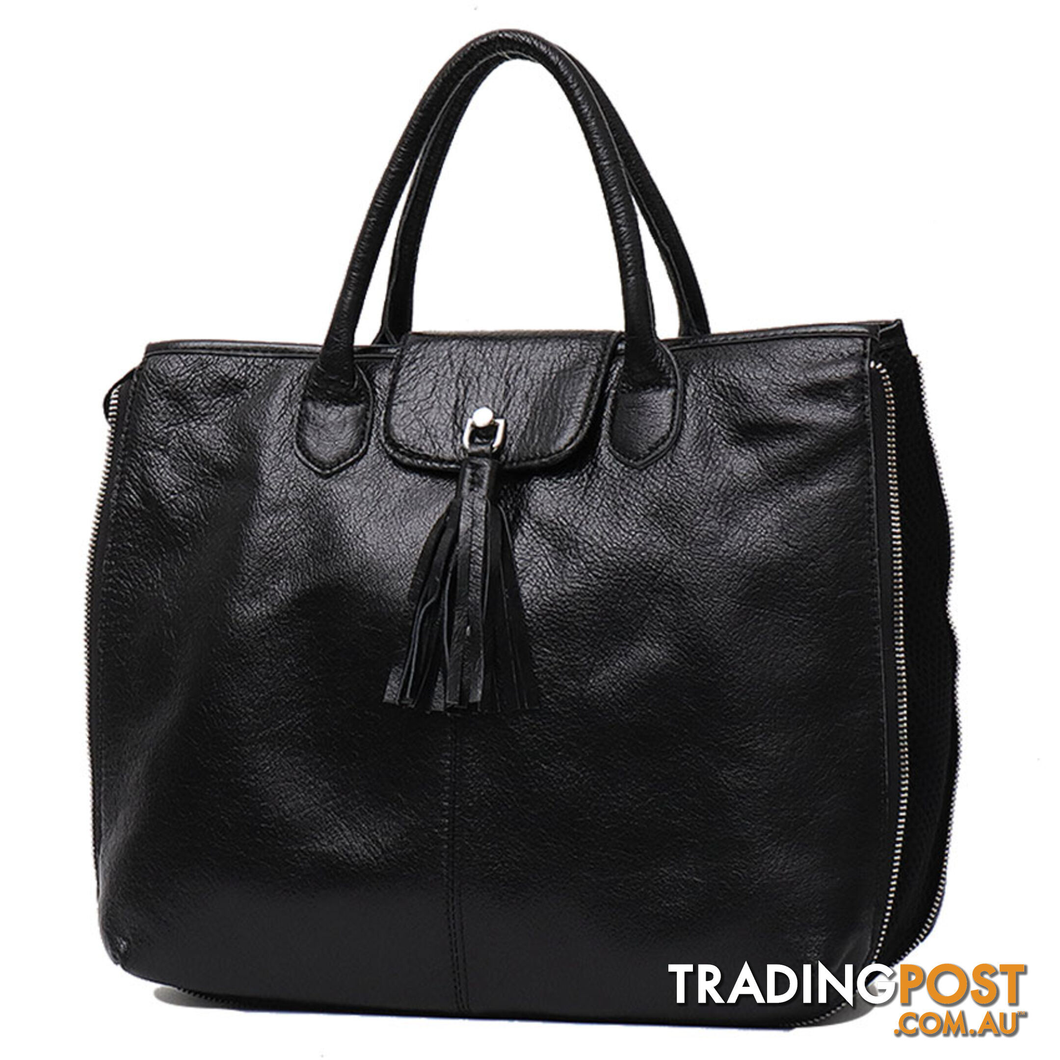 DARLING BLACK  LEATHER WOMENS SOFT HANDBAG